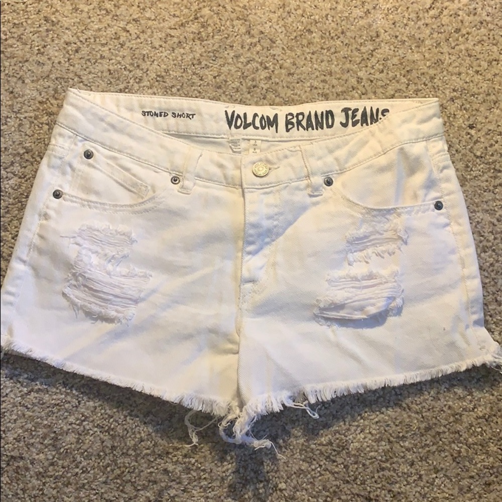 Volcom white distressed shorts